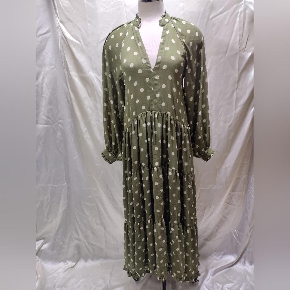 Sister Jane Envy Tiered Ruffle Maxi Dress XS Polka Dots EUC - Picture 3 of 9